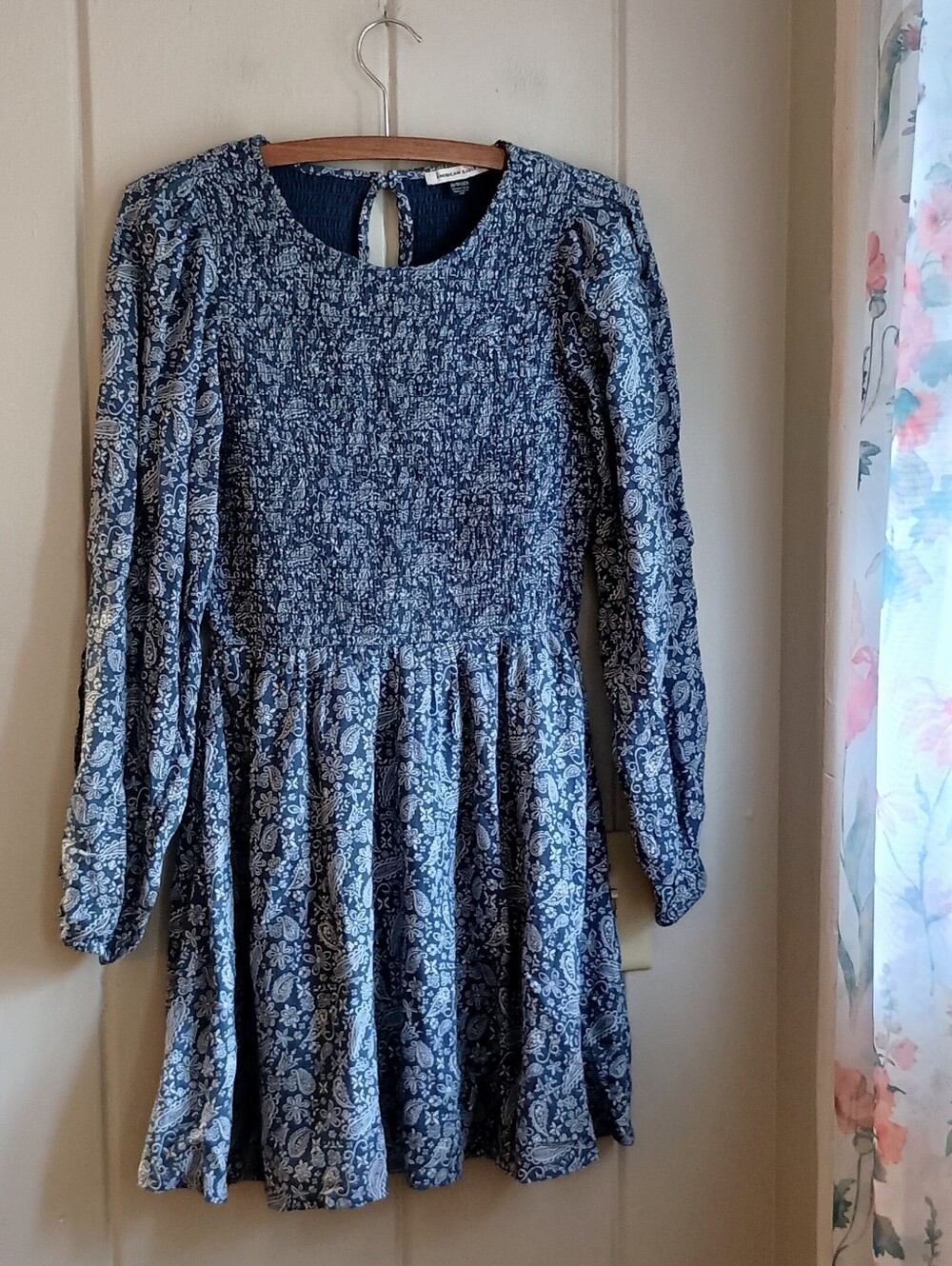 Blue Floral Long Sleeve Mini Dress